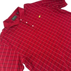 Masters Collection Polo Mens XXL Shirt Red Grid Mercerized Cotton Golf Vintage